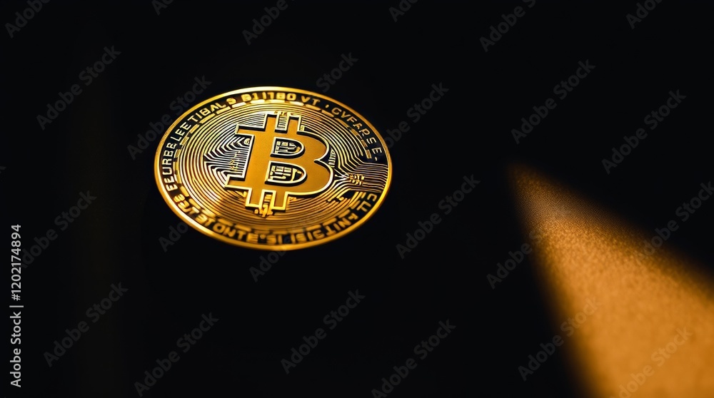Gold Bitcoin crypto currency on background of chart diagram Gold Bitcoin crypto currency on background of chart diagram