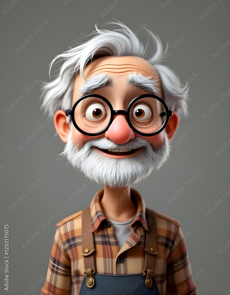 Cartoon Elderly Man with a Friendly Smile Cartoon Elderly Man with a Friendly Smile
