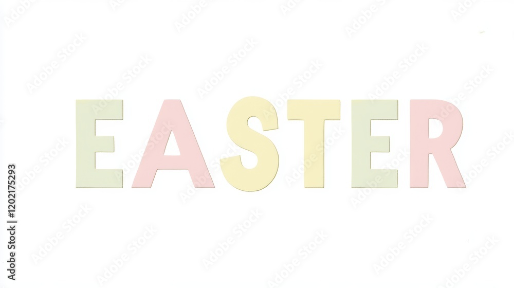 Colorful pastel letters spelling Easter create a festive atmosphere perfect for spring celebrations and holiday gatherings