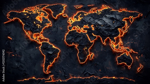 Fiery World Map: A Volcanic Earth