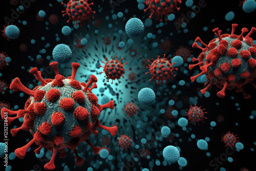 generated illustration of 3d abstract virus oropouche close up background.