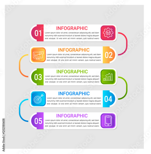 info graphic Design 5 step Vector