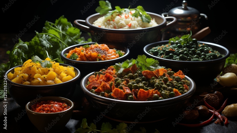 A vibrant green salad graces the table, a refreshing appetizer for a gourmet meal at a celebratory dinner A vibrant green salad graces the table, a refreshing appetizer for a gourmet meal at a celebratory dinner