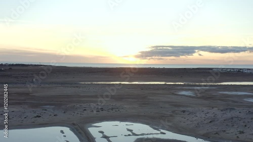 Scenic Sunset Over Ilha do Sal In Cape Verde, West Africa. wide aerial shot photo