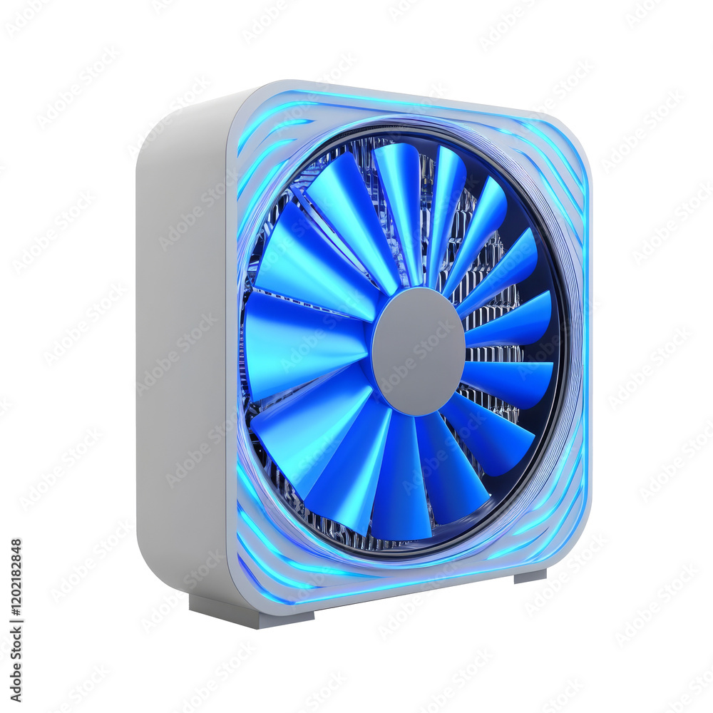 A sleek 3D-rendered icon symbolizing cooling, featuring a modern and raw design, on a transparent A sleek 3D-rendered icon symbolizing cooling, featuring a modern and raw design, on a transparent
