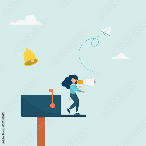 Marketing messages or subscription alerts. Email newsletter notification, vector illustration.	