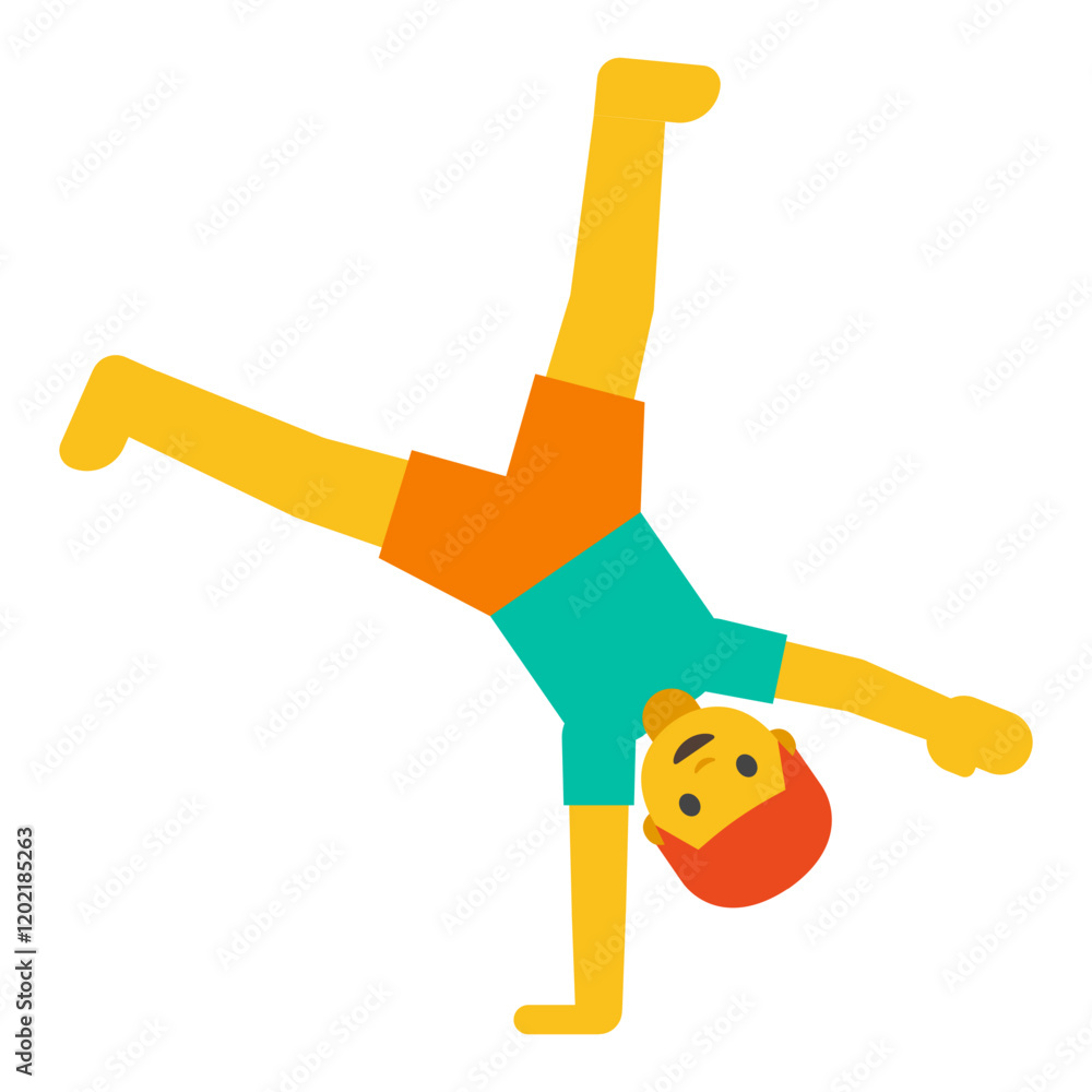 Cartoon Person Performing Handstand Illustration, Minimalistic Clipart Isolated on White Background Cartoon Person Performing Handstand Illustration, Minimalistic Clipart Isolated on White Background
