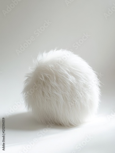 Fluffy white fur ball studio prop, photography photo