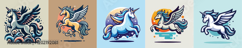 Pegasus mythological animal vector collection
