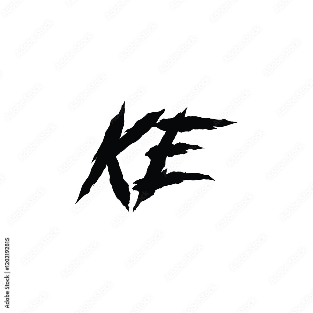 Obraz premium KE monogram logo design letter text name symbol monochrome logotype alphabet character simple logo