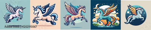 Pegasus mythological animal vector collection