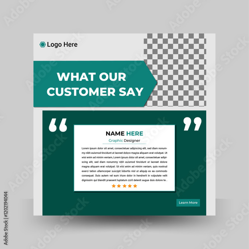Customer review client testimonial template for social media and customer feedback design card with client happiness valuable rating star 