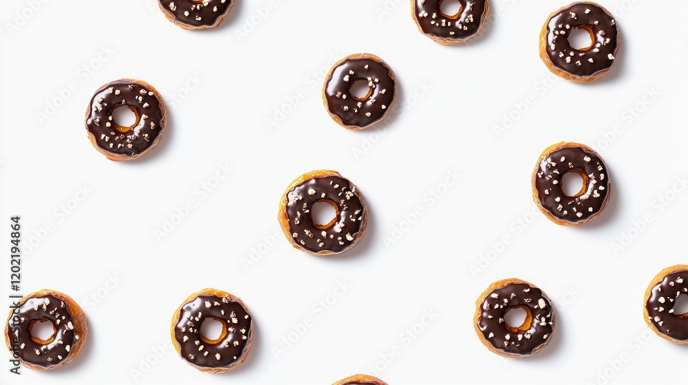 Chocolate frosted donuts with sprinkles on a white background Copy Space Chocolate frosted donuts with sprinkles on a white background Copy Space