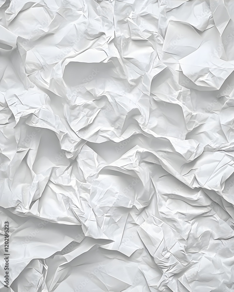 Obraz premium A close-up view of crumpled white paper, showcasing texture and depth.