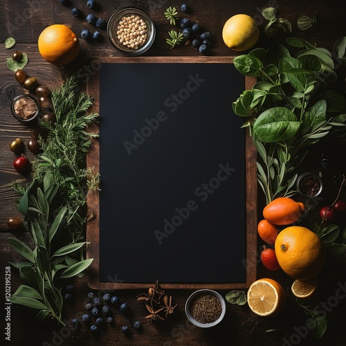 Creative Design for Menu Frame Mockup on Neutral Background photo