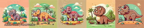 Triceratops vector collection