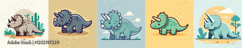 Triceratops vector collection