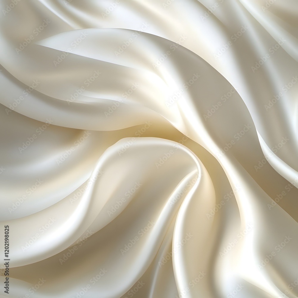 Fototapeta premium A close-up of flowing, silky fabric in soft cream tones, showcasing texture and movement.