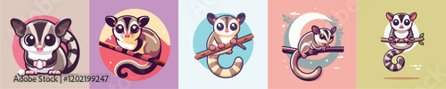 Sugar glider vector collection