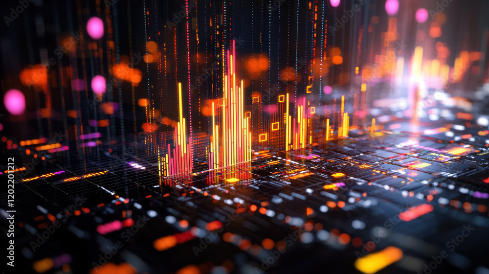 vibrant visualization of advanced AI driven algorithms showcasing colorful data patterns and dynamic graphs. This represents intersection of technology and data analysis vibrant visualization of advanced AI driven algorithms showcasing colorful data patterns and dynamic graphs. This represents intersection of technology and data analysis
