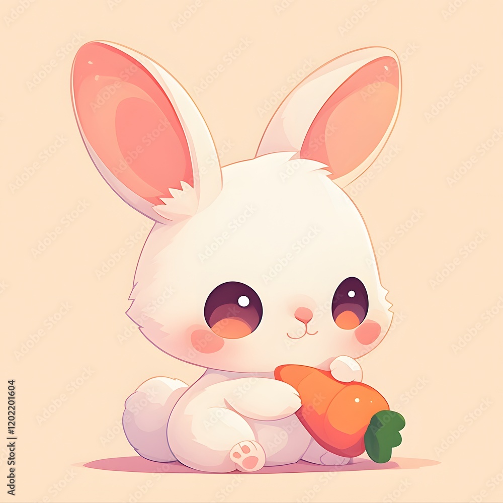 Cute rabbit hug carrot cartoon vector illustration Generative AI Cute rabbit hug carrot cartoon vector illustration Generative AI