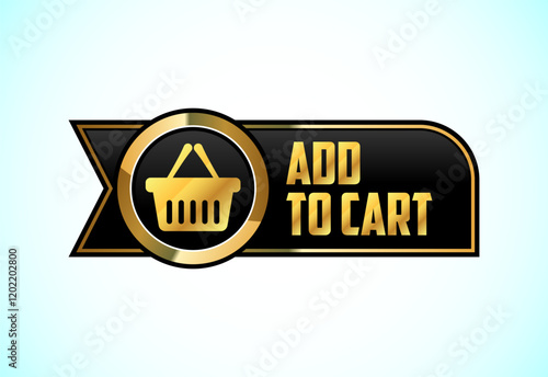 Add To Cart button in gold color. Suitable for mobile app, and website. shopping cart, online shopping