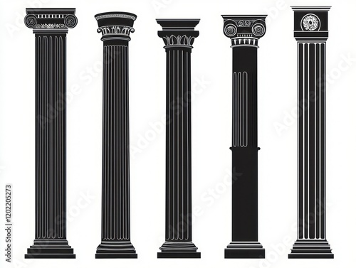 Roman and Greek-style columns in silhouette, showcasing timeless architecture