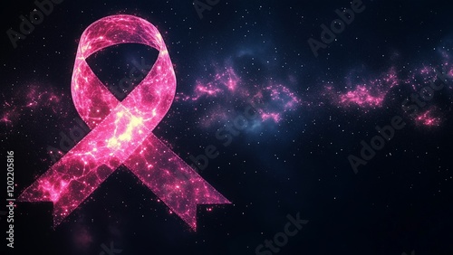 Wallpaper Mural A creative pink ribbon formed by a glowing constellation in a dark starry night sky, symbolizing universal support Torontodigital.ca