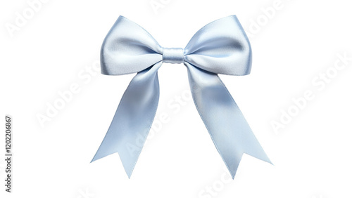 light blue satin bow with long tails, perfect for decoration