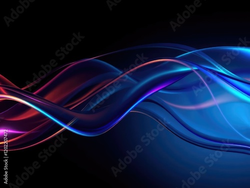 Abstract glass wave pattern in neon colors with a sense of movement, futuristic decor, psychedelic art, shimmering glass