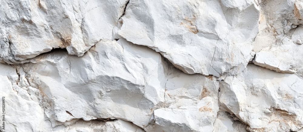 Fototapeta premium Textured white stone wall surface with intricate patterns and natural formations Copy Space