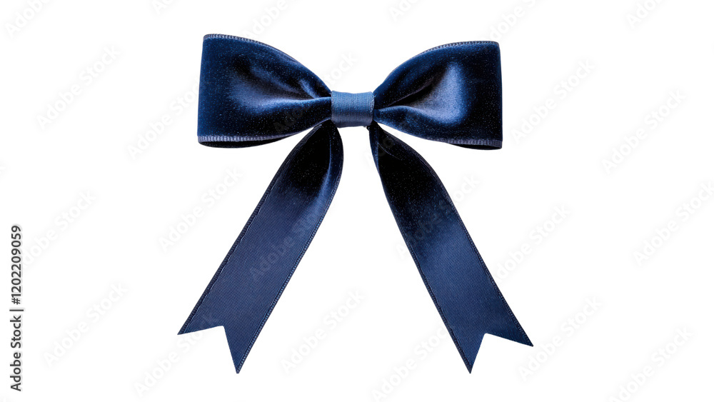 Blue satin bow with tails, perfect for gifts and decorations Blue satin bow with tails, perfect for gifts and decorations