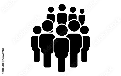A lot of  of people in groups icon, isolated team peoples icon, audience peoples icon