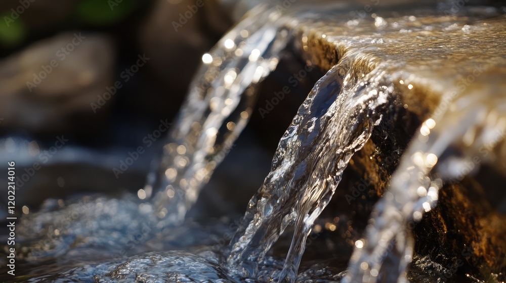 Close-up of flowing water over rocks with copy space for text in natural setting Close-up of flowing water over rocks with copy space for text in natural setting