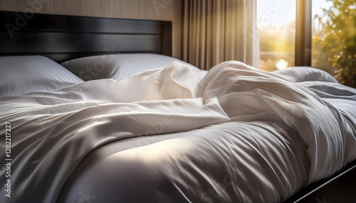 Wallpaper Mural an elegant white sheet is on the bed with mild shining on it Torontodigital.ca