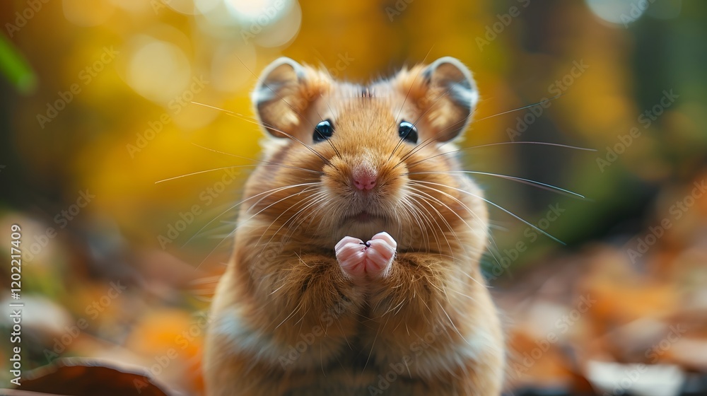 A cute hamster posing in a beautiful style on blurry background A cute hamster posing in a beautiful style on blurry background