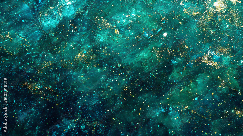 Obraz premium Underwater-Inspired Teal Sparkle Design with Radiant Flecks