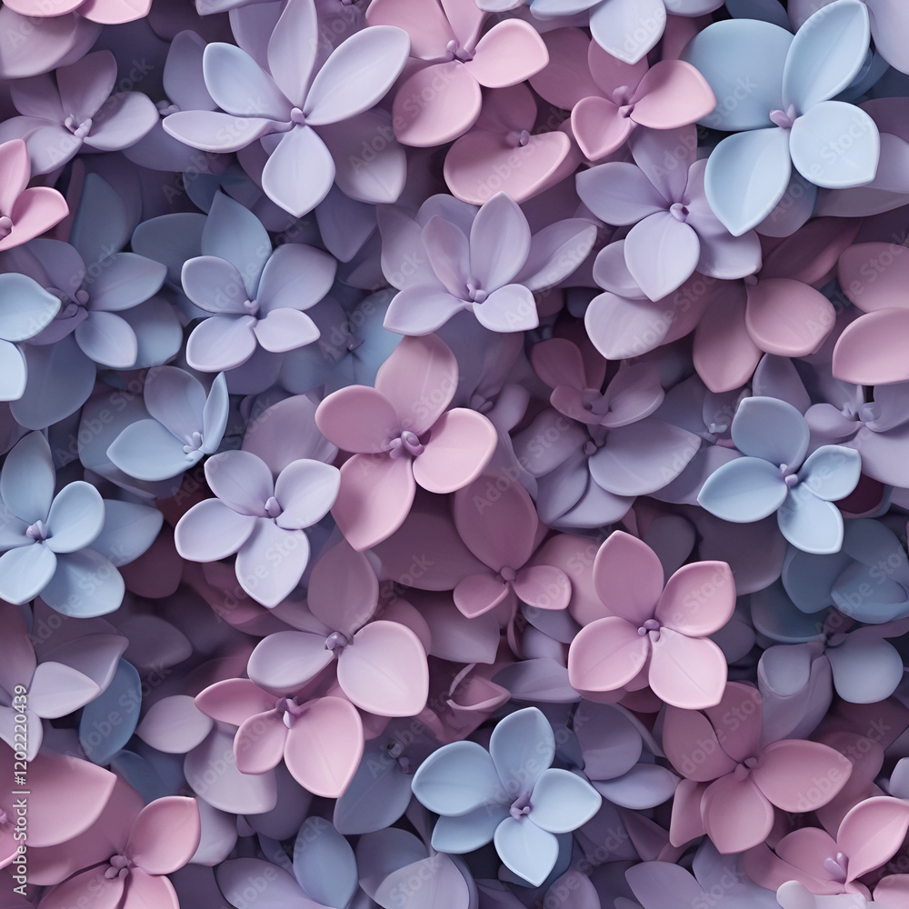 Delicate floral background with pastel pink and blue 3D flowers for copy space
Delicate floral background with pastel pink and blue 3D flowers for copy space