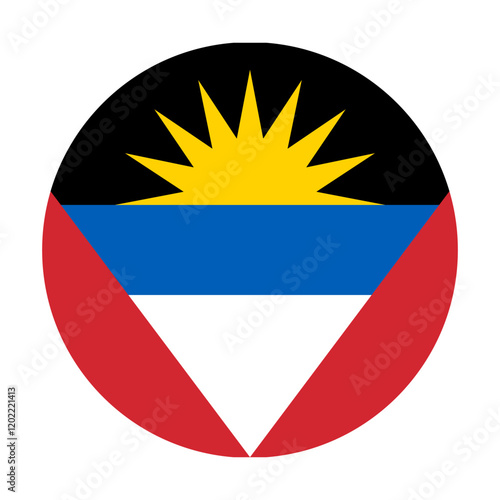 Free Download Flag of Antigua and Barbuda round shape, national symbol - GFXLoad