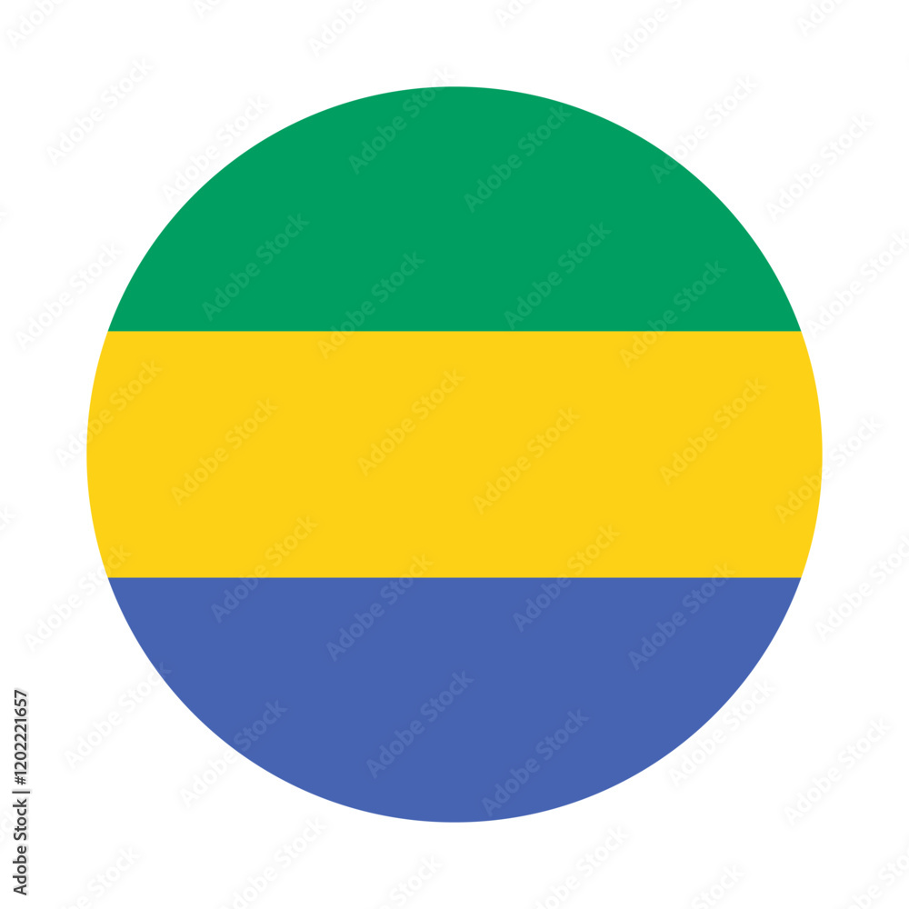 Flag of Gabon round shape, national symbol Flag of Gabon round shape, national symbol