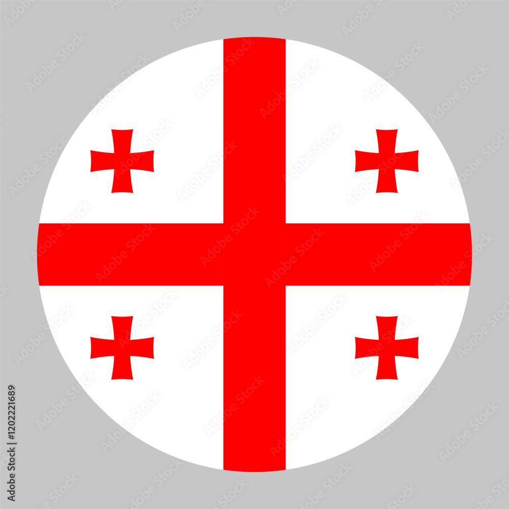 Flag of Georgia round shape, national symbol Flag of Georgia round shape, national symbol