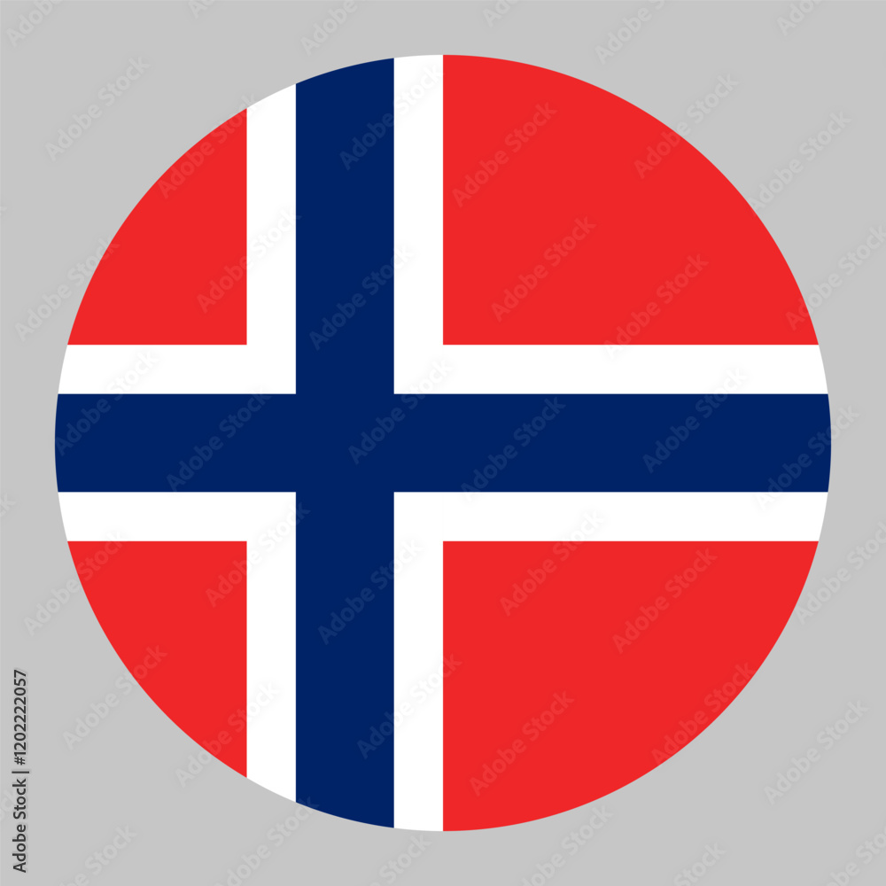 Flag of Norway round shape, national symbol Flag of Norway round shape, national symbol