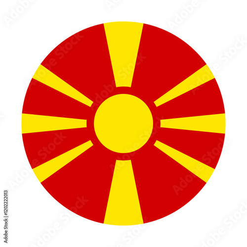 Flag of North Macedonia round shape, national symbol