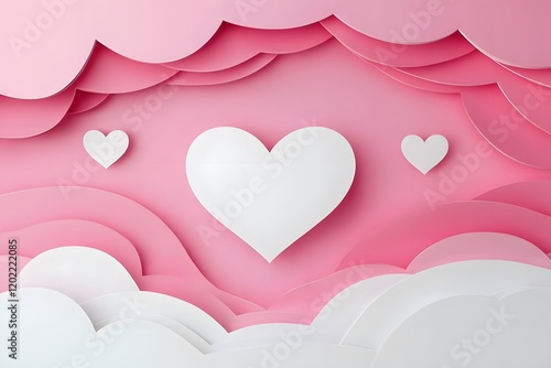 Pink layered heart background, artistic style. photo