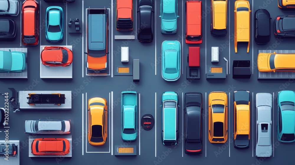 fleet management flat design top view automotive theme water color Complementary Color Scheme fleet management flat design top view automotive theme water color Complementary Color Scheme