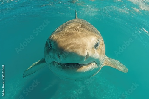 A Great White Shark Underwater Close Up photo