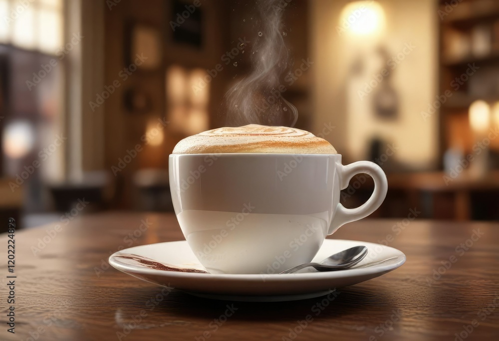 A steaming cup of frothy espresso coffee with a generous dollop of creamy foam on top, cup of joe, warm and comforting beverage, aromatic coffee A steaming cup of frothy espresso coffee with a generous dollop of creamy foam on top, cup of joe, warm and comforting beverage, aromatic coffee