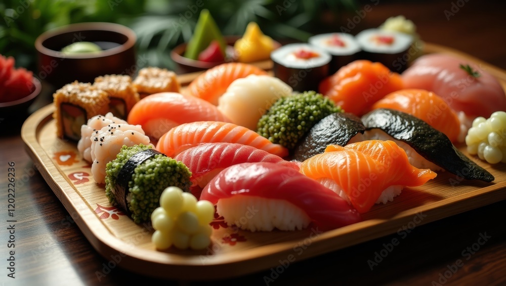 Sushi Platter with Traditional Japanese Presentation Sushi Platter with Traditional Japanese Presentation