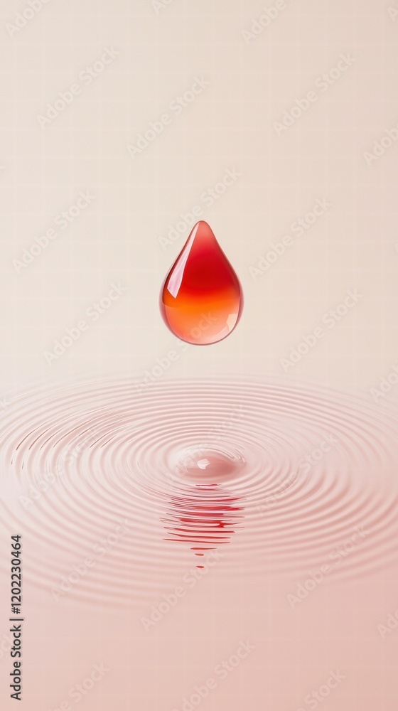 Fototapeta premium 3drendered blood droplet with glowing core on gradient background