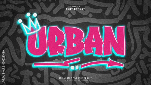 Urban 3d neon text effect street art style